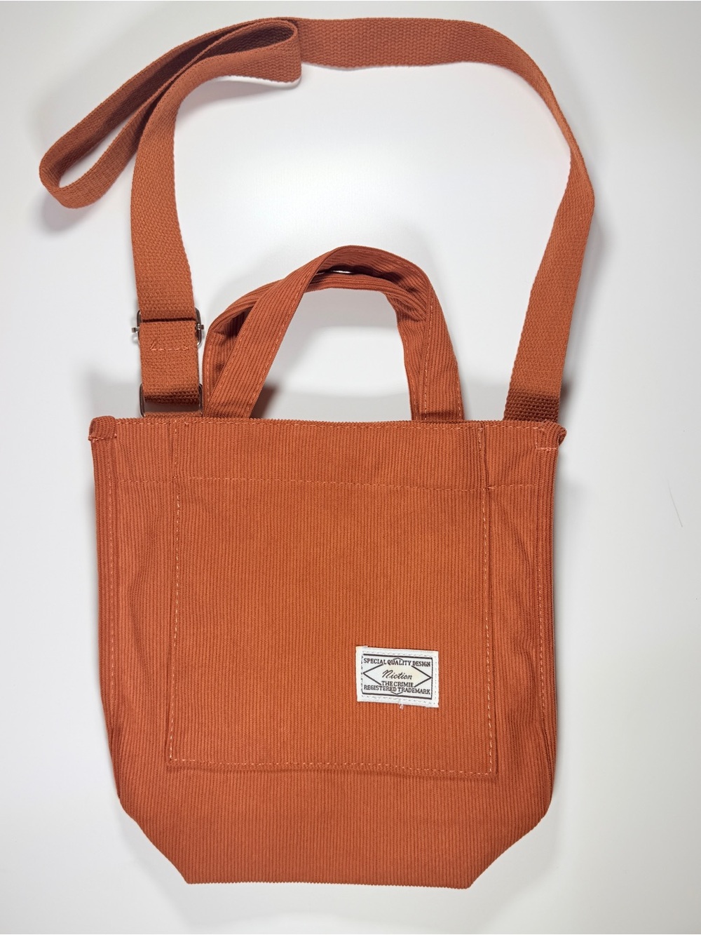 Niction The Crimie Rust Brown Corduroy Tote Crossbody Bag